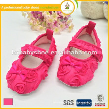 manufacturer hot sale cheap lovely rose satin kids girl dress shoes